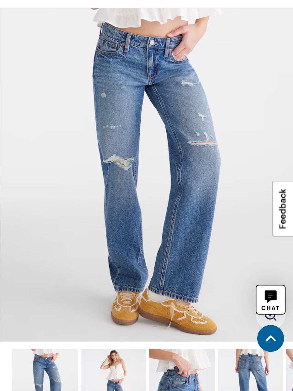 Aeropostale Medium Blue Low Rise Baggy Jeans - size 4 short